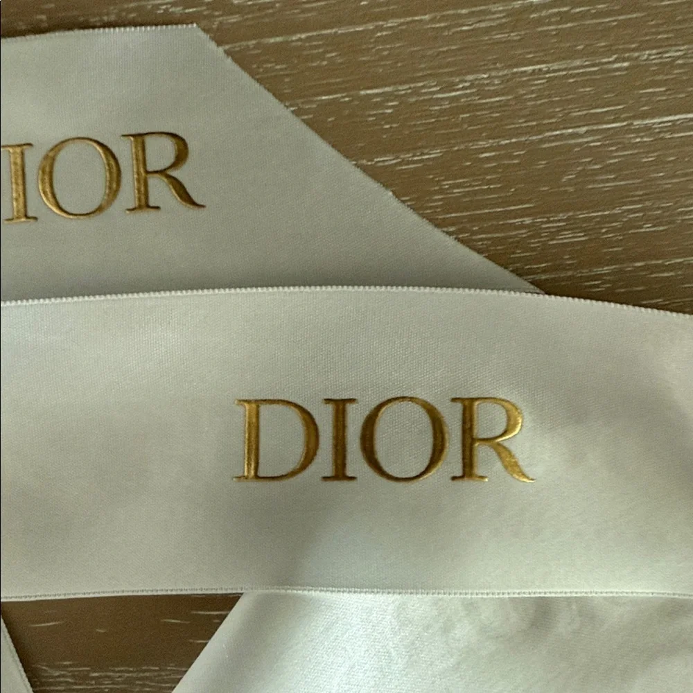 Dior White and Gold Gift Bag with Ribbon
